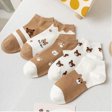 RSB KK226 Kaos Kaki Bear Brown Fashion Pendek Semata Kaki Socks Korean Style