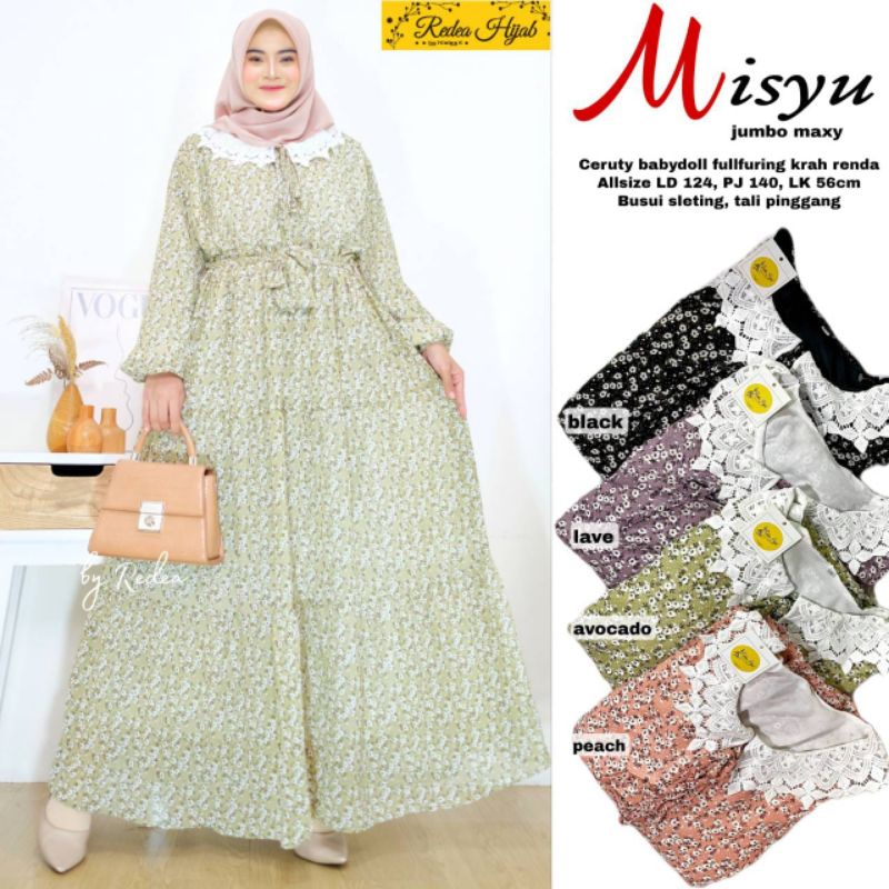 Misyu dress jumbo maxy ld 124 ceruty baby doll by redea solo