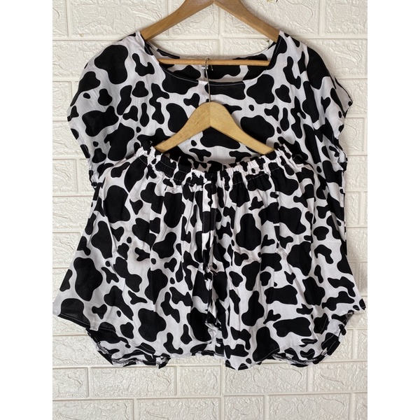 SETELAN  PENDEK XXL LD 130CM MOTIF KOPI / POLKADOT