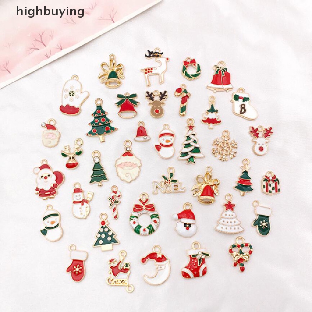 Hbid 38Pcs Liontin Enamel Bentuk Campur Tema Natal Untuk Membuat Perhiasan DIY