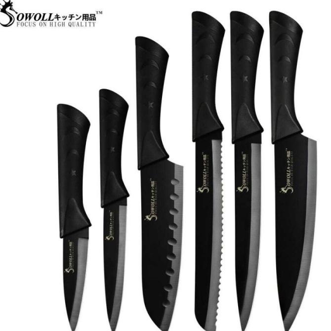 

Set Pisau Dapur Kitchen Knives Stainless Steel 6 Pcs Hitam Mamazira40