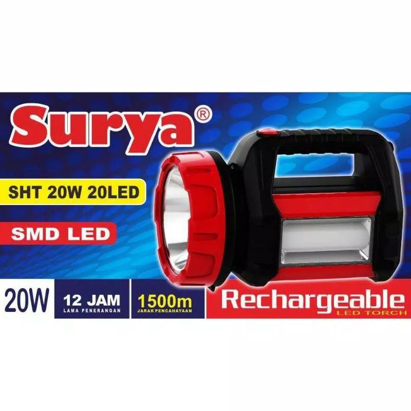 Senter / Senter Tangan / Senter Cas / Senter Bagus / Senter Surya 20 Watt 20 Led bagus