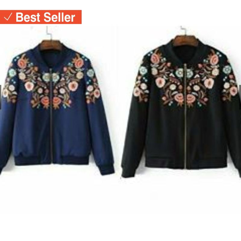 BOMBER PRIA WANITA STYLE MODERN HITS / DaveCollection - Jaket Bomber Jelly Print Bunga