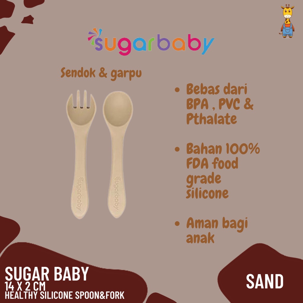 Sugar Baby Healthy Silicone Spoon&amp;Fork - Sendok Garpu