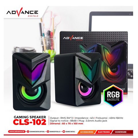 itstore Speaker Laptop / Speaker Computer USB Advance 2.0 RGB backlite CLS102 CLS-102 CLS 102 LED - Gaming Speaker CLS-102 with RGB Backlit