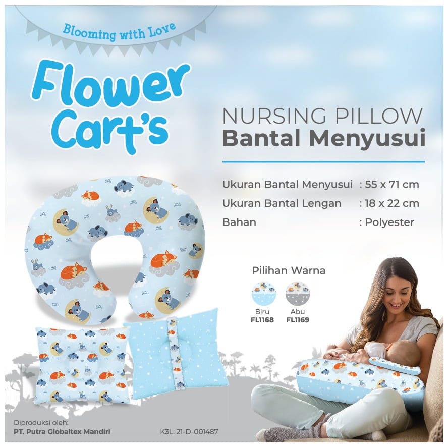 Flower Cart's Nursing Pillow Bantal Menyusui + Free Bantal Lengan Peang Koala Series - FL 1168 - 1169