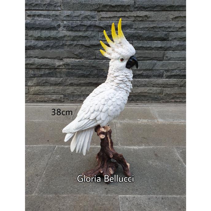 PATUNG PAJANGAN BURUNG KAKAK TUA PUTIH / KAKATUA BIRD Lc
