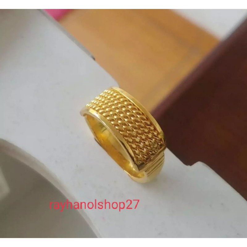 Cincin ulir bambu lapis emas 24k sepuhan terbaru