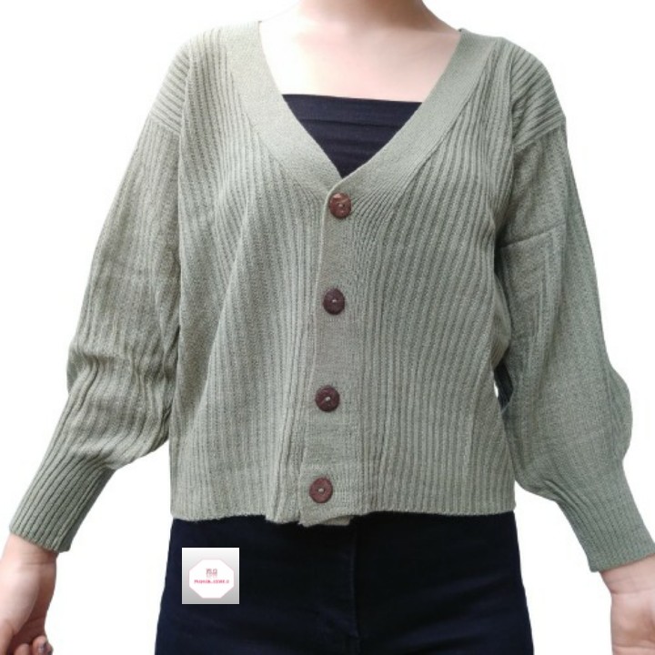 Willy crop lengan balon / Cardy crop rajut