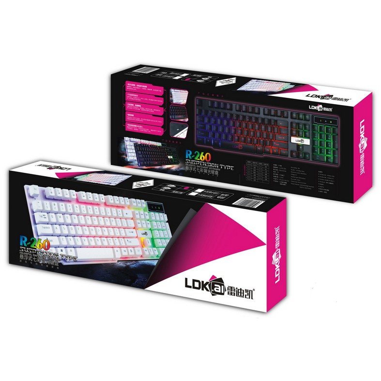 LDKAI Gaming Keyboard RGB LED (R260) - Black / Keyboard Gaming / Keyboard Laptop / Keyboard USB / Keyboard PC / Keyboard Mouse / Keyboard Komputer