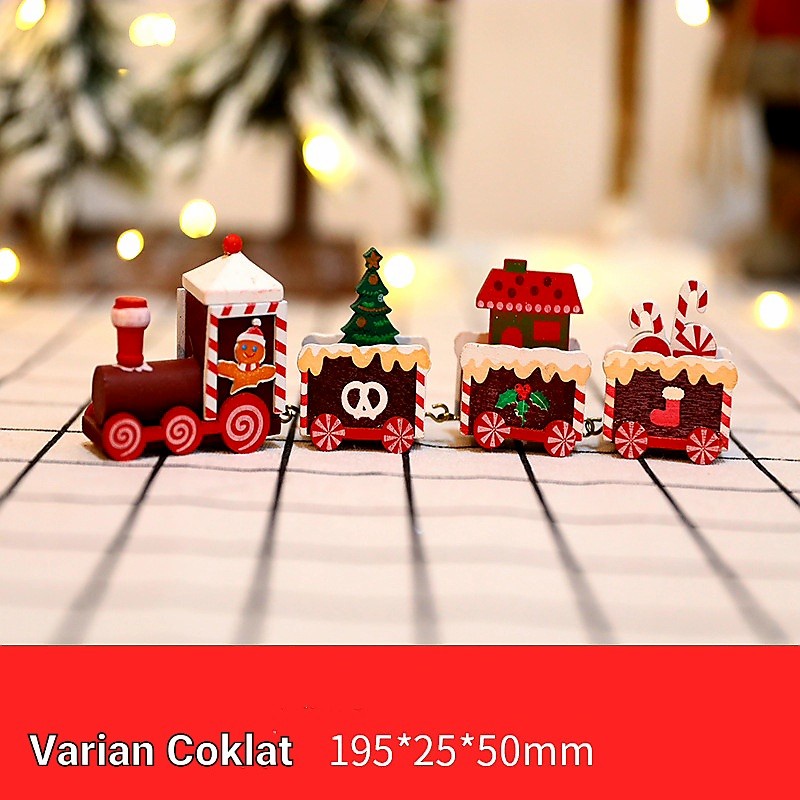 Kereta Kayu Candy Natal Christman Train Model Permen Kqdo Natal Murah