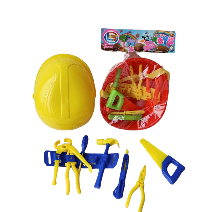 Mainan Alat Tukang Tukangan Set Helm Proyek LE 2 - Tool Set/ Mainan Anak Laki-laki Montessori Alat Pertukangan Set Murah