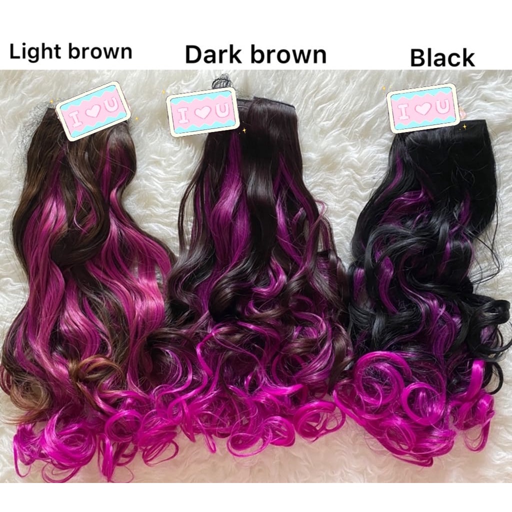 Wig Rambut Palsu Panjang Lurus Straight Layer Wave Curly Ombre Hair Clip Highlight Clip Korea BLACKPINK