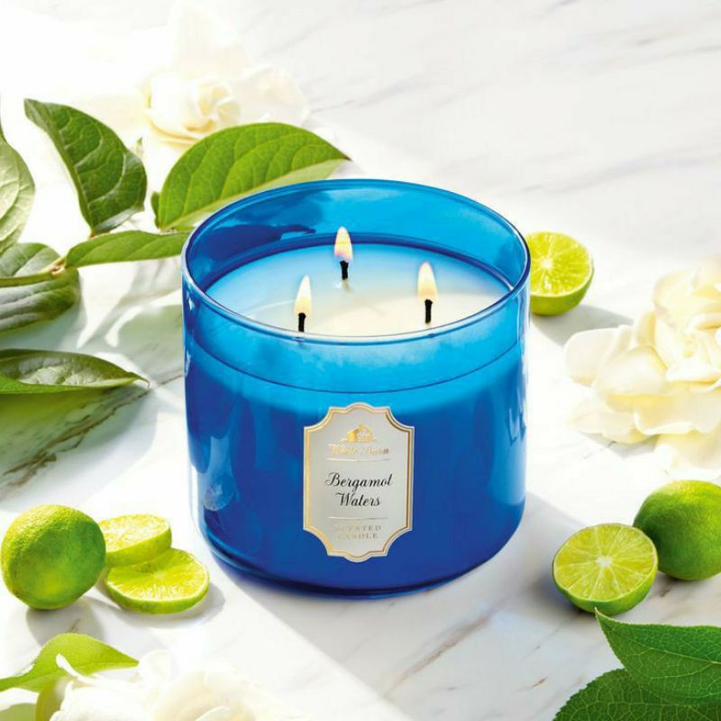 BATH &amp; BODY WORKS BBW BERGAMOT WATERS 3 WICK SCENTED CANDLE 411 G