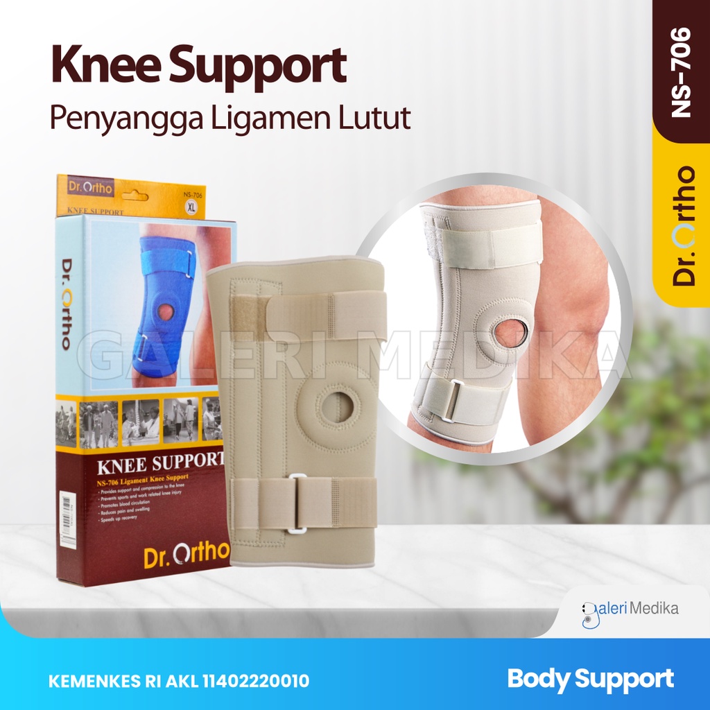 Alat Terapi Lutut Dr. Ortho NS-706 Ligament Knee Support - Melindungi Cidera Lutut