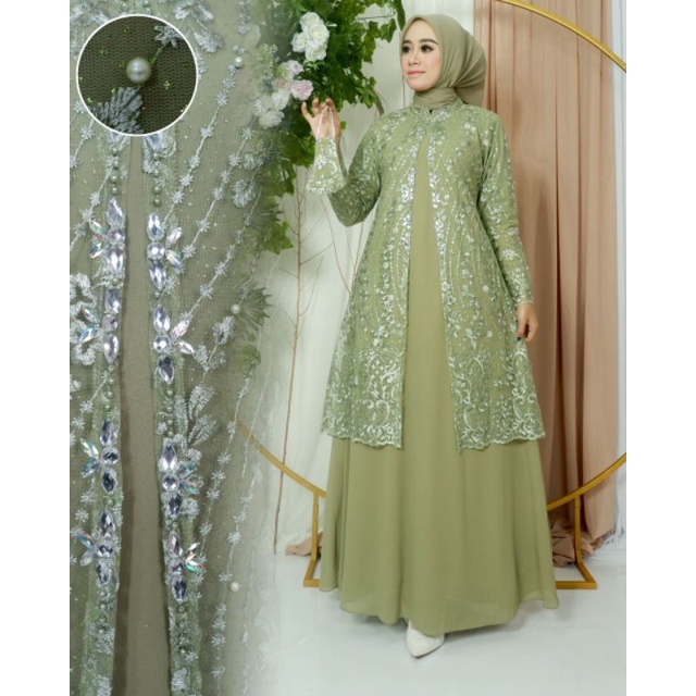 GAMIS SHABIRA // BAHAN TILLE BORDIR MUTIARA // By Ratu Kebaya