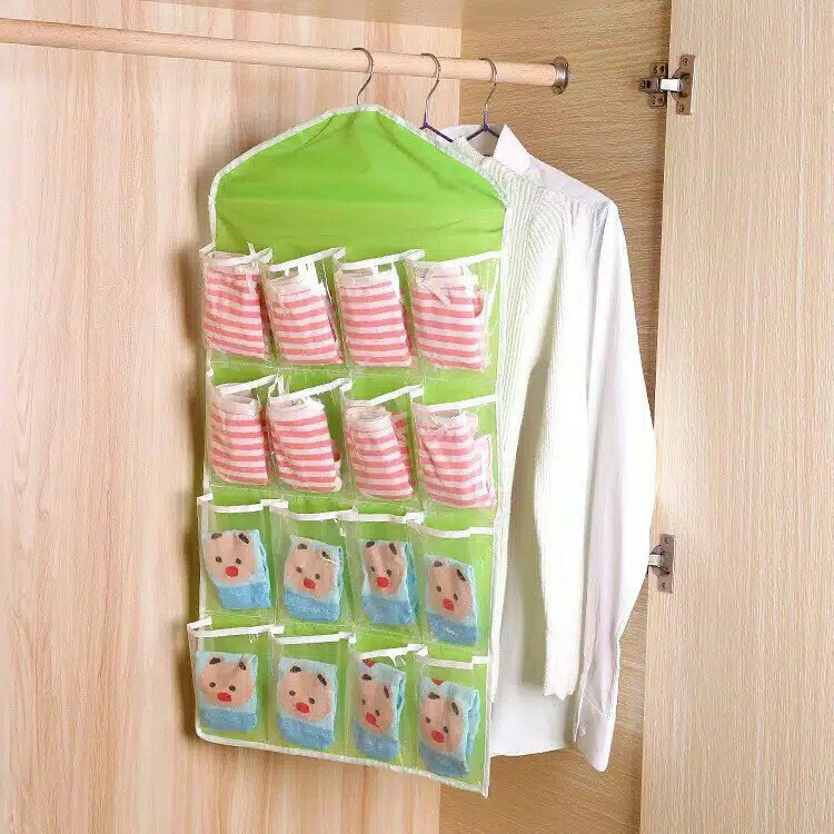 Pouch Hanging Organizer 16 Sekat Korean Underwear Pouch Rak Gantung Serbaguna