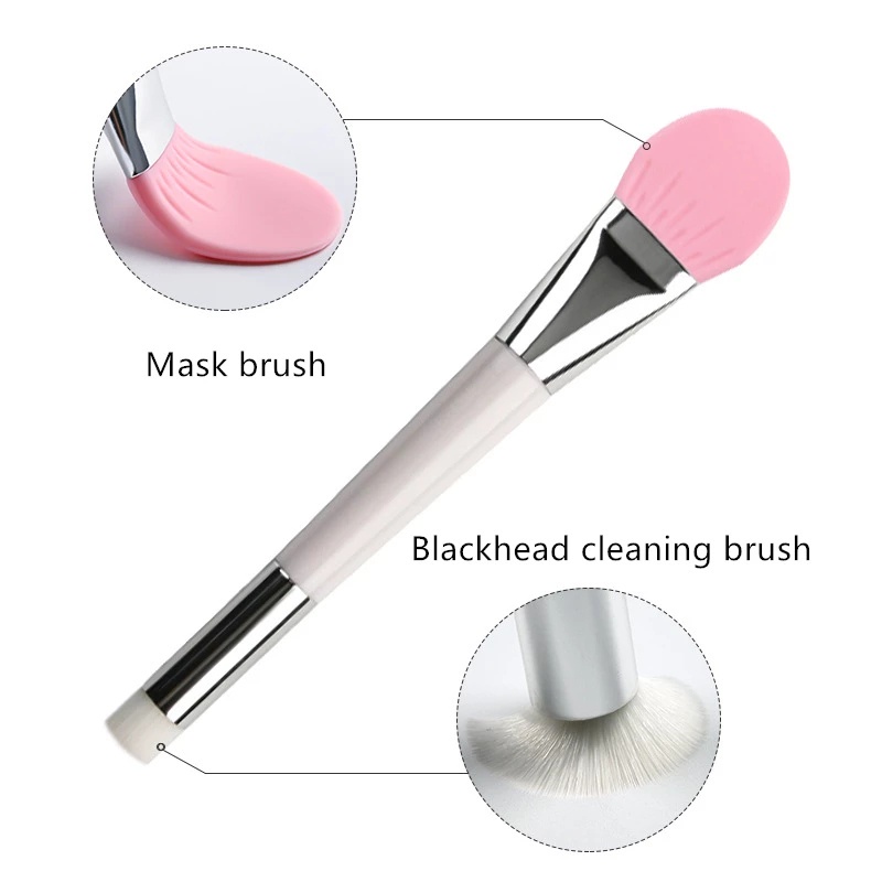 [Double-Ended Silicone Mask Brush][ Soft Silicone Mask Applicator Brush][ Multi Use Face Beauty Cosmetics Clean Pore Tool]