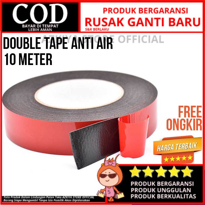 

DOBELTIP WATERPROOF 10METER 3M DOUBEL TIPE KAYU BESI PLASTIK LENGKET DOUBLE TAPE DOBEL TIP PEREKAT