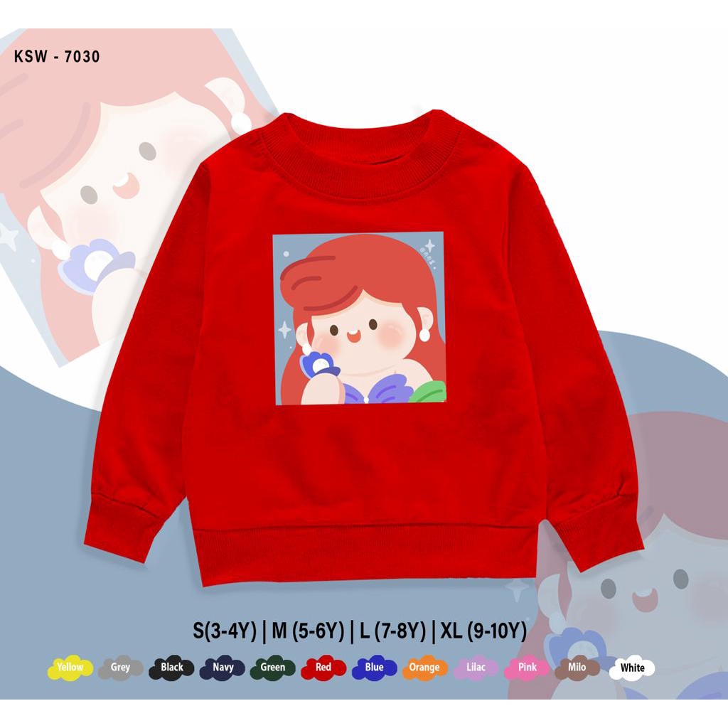 SWEATER KIDS / ARIEL MIRROR / 1-10 TAHUN / BAHAN FLEECE PREMIUM / OUTFIT ANAK ANAK