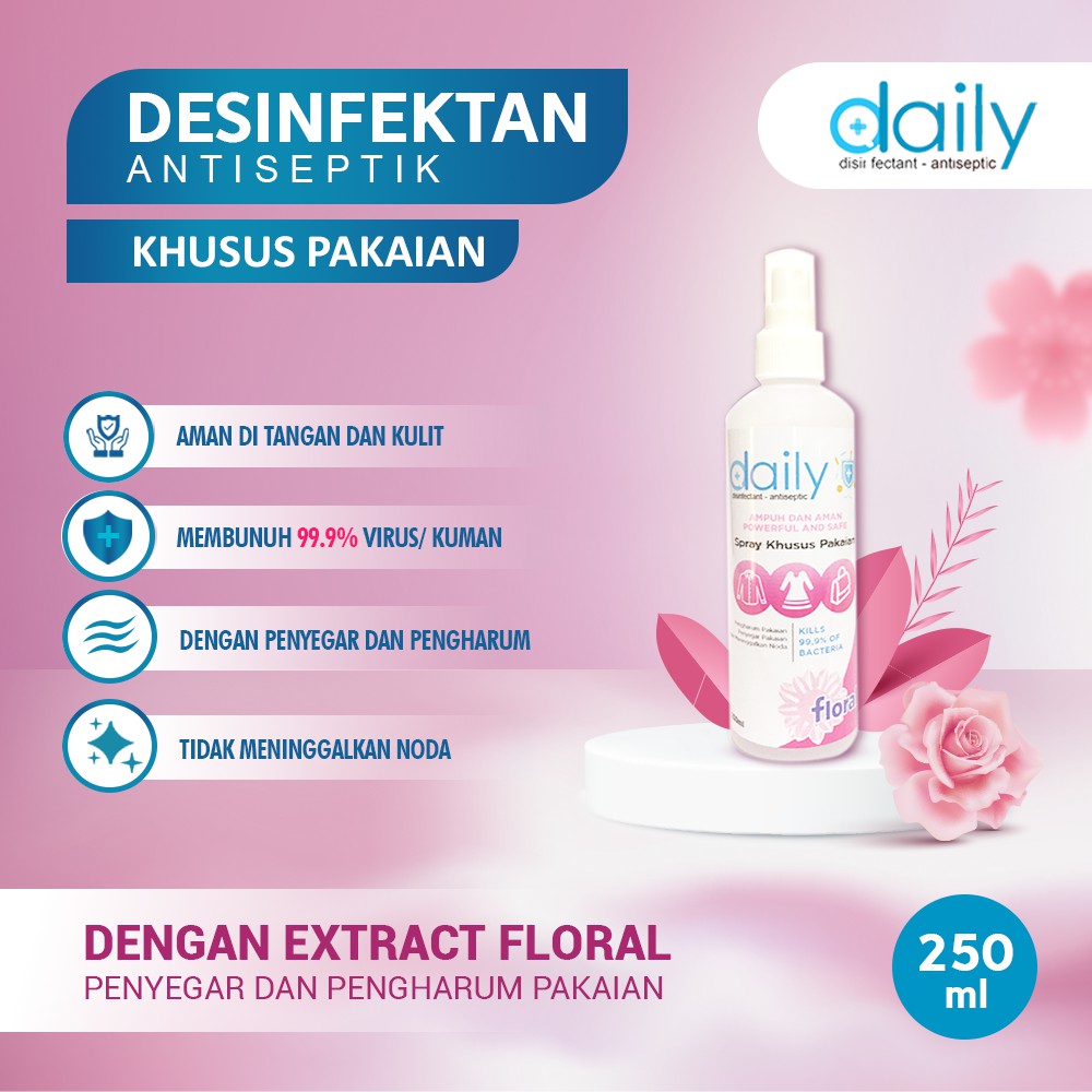 DAILY DESINFEKTAN ANTISEPTIC SPRAY 250ML KHUSUS UNTUK PAKAIAN SIAP PAKAI COD - ECER GROSIR