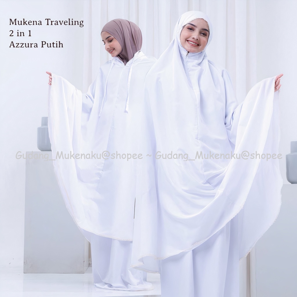 Gudang_Mukenaku Mukena Dewasa Traveling 2in1 Azzura Bahan Katun Bisa Bayar Ditempat Tujuan COD