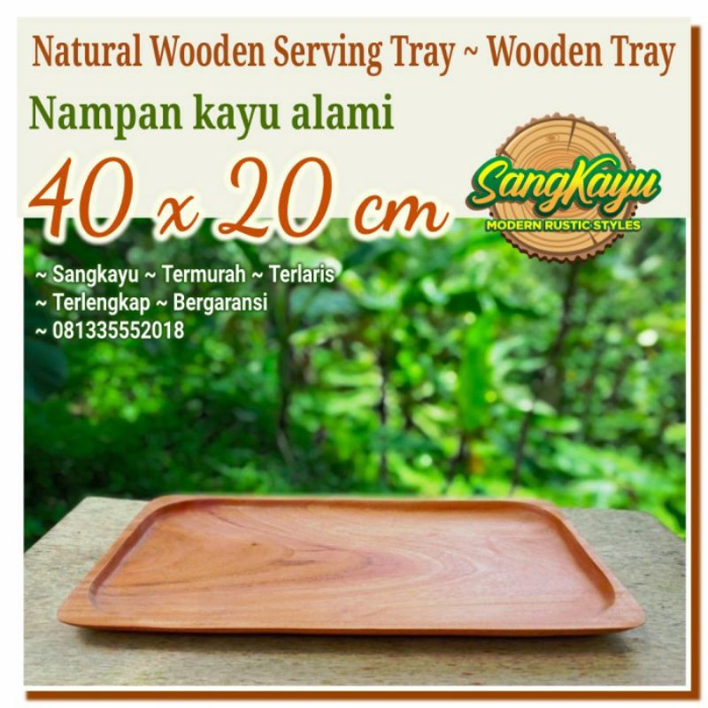 Natural Wooden Tray 40x20cm nampan kayu nampan saji serving tray