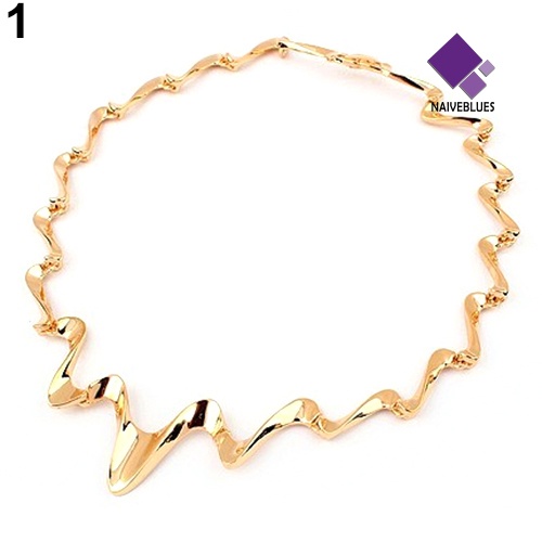 Kalung Choker Rantai Model Gelombang Gaya Korea Untuk Wanita