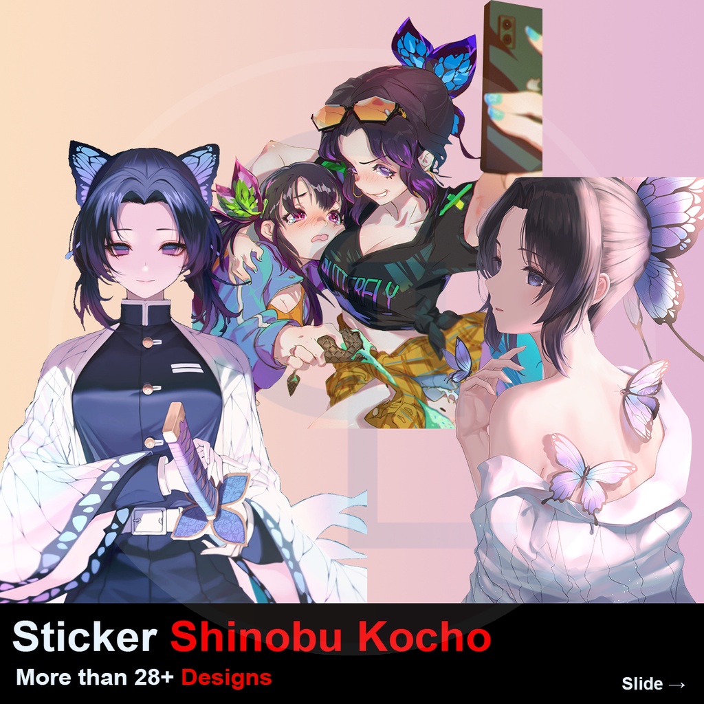 Stiker Anime Demon Slayer Shinobu Tumblr Bom Laptop Helm Cute Kawaii