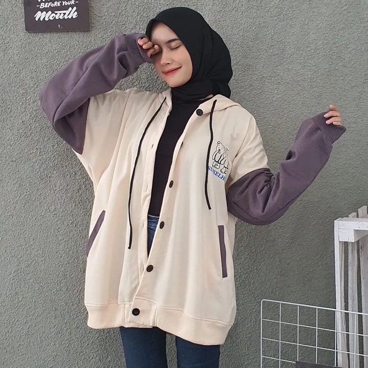 Jaket Wanita Oversize New Style Motif Supkelhc Bahaan Pleece Terbaru