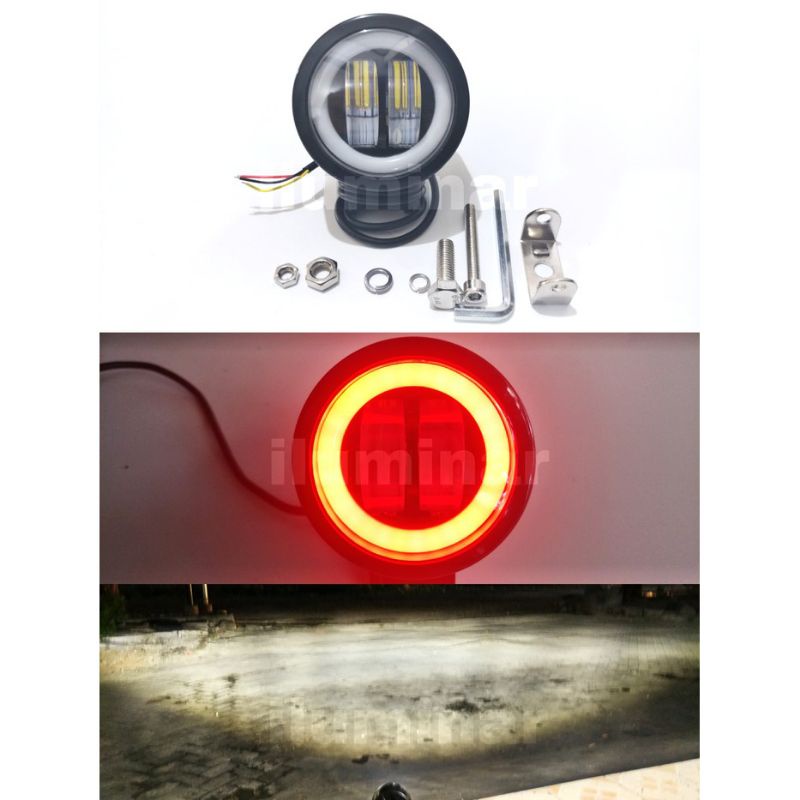 LAMPU TEMBAK CWL 2 MATA LENSA D4/LAMPU FOGLAMP AE MERAH