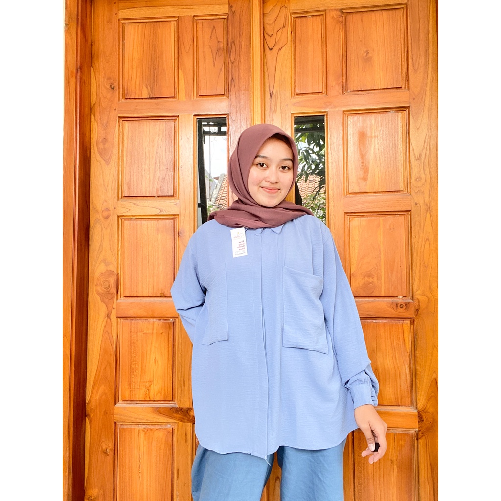 Kemeja Oversize Crinkle Airflow - Niki Top Blouse