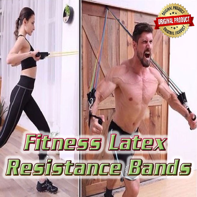 Fitness Latex Resistance Bands 11 SET Lengkap / TaffSPORT Tali Stretching Pilates Tube Yoga You Can Do It 11 Set - R11 Warna Multi Warna / Karet Fitness / Spring Fitness / fitnes / pitnes / Alat Fitness / Alat fitnes / Olahraga Fitness / Olah Raga