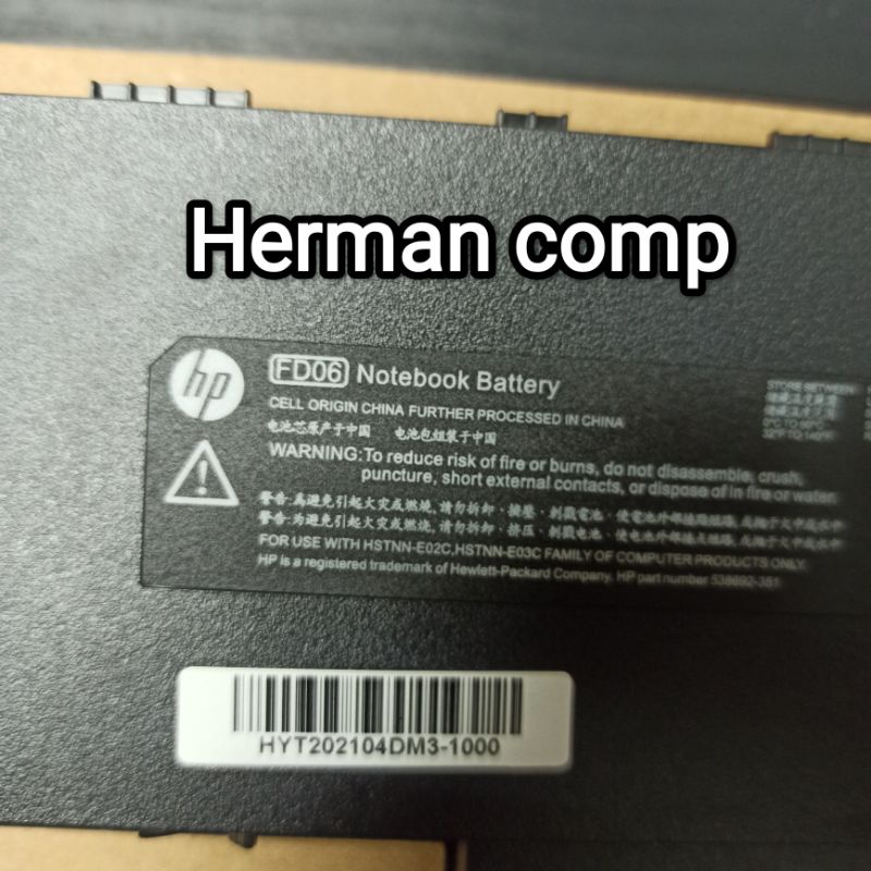 Original Baterai Laptop/NoteBook HP HSTNN-E02C, HSTNN-E03C, HSTNN-OB0L, HSTNN-UB0L, FD06