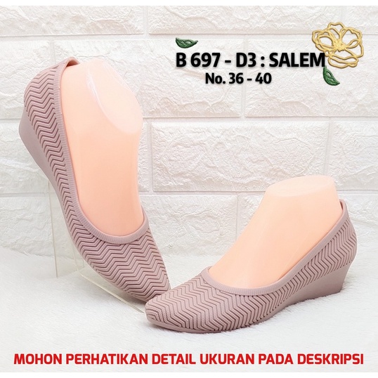 Sepatu Wanita Balance 697 D3 Original Motif Salur Jelly Shoes Wedges Tinggi 4cm Empuk Lentur Elegant-2