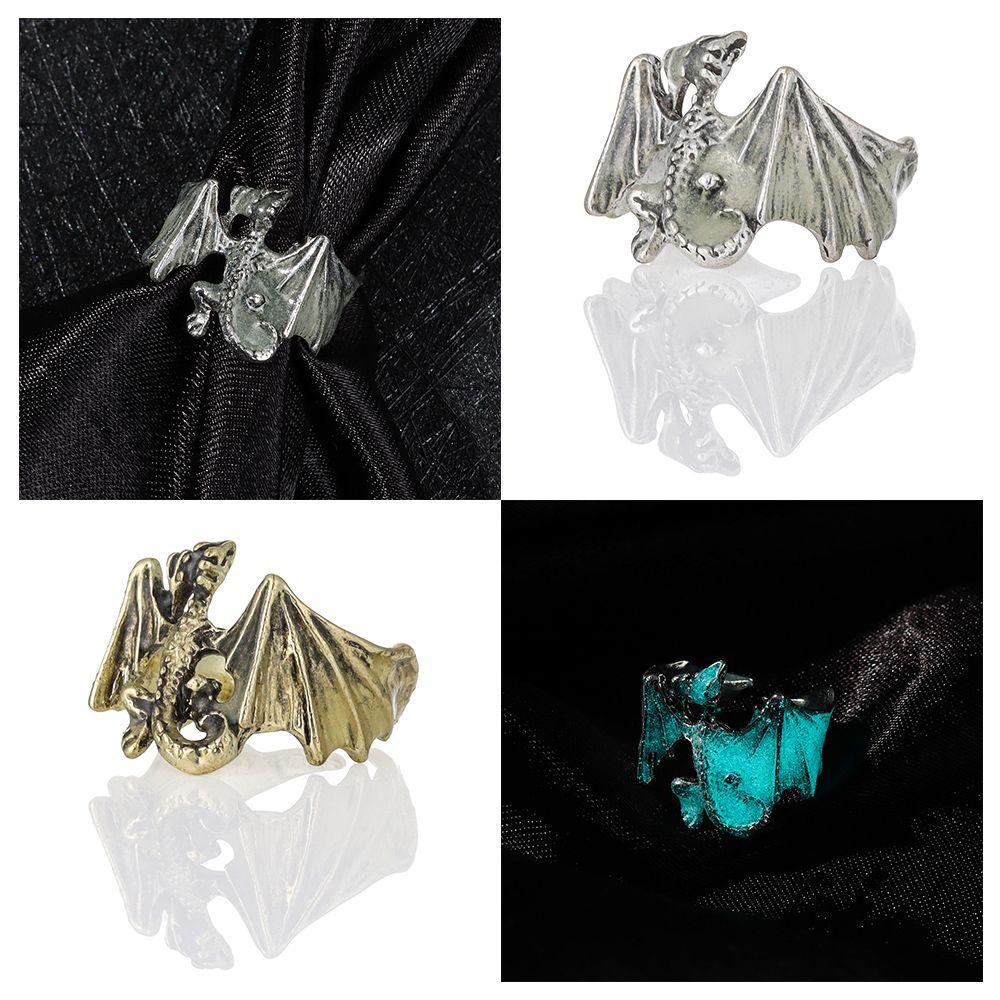 Lily Noctilucent Naga Cincin Hadiah Halloween Punk Single Pria Hip Hop Pterosaur Ring