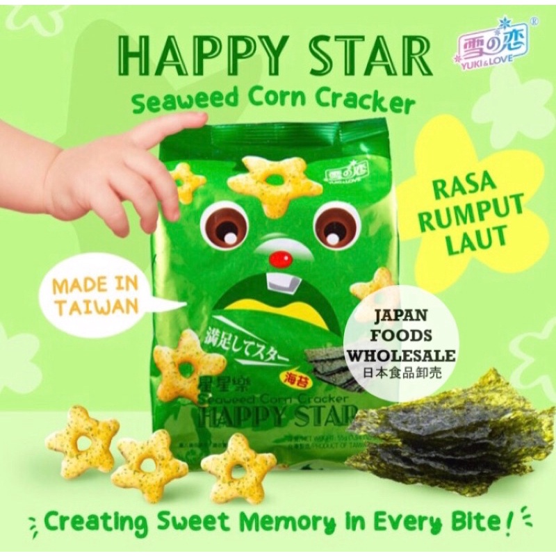 

Happy Star Seaweed Corn Crackers / snack impor / cemilan impor