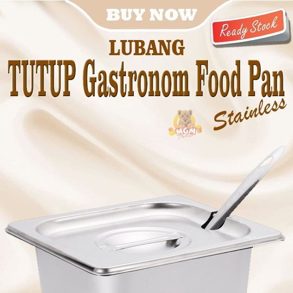 Tutup Food pan Stainless 1/3 gastronorms Cover open LUBANG prasmanan