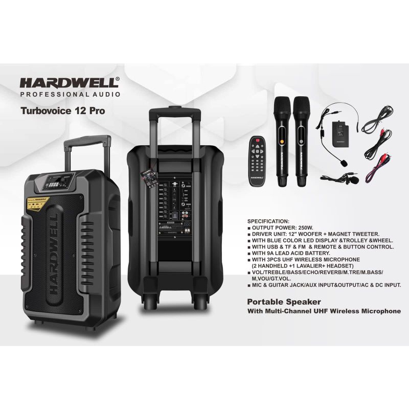 Speaker Portable Wireless Meeting TURBOVOICE 12Pro 12 inch ORIGINAL HARDWELL