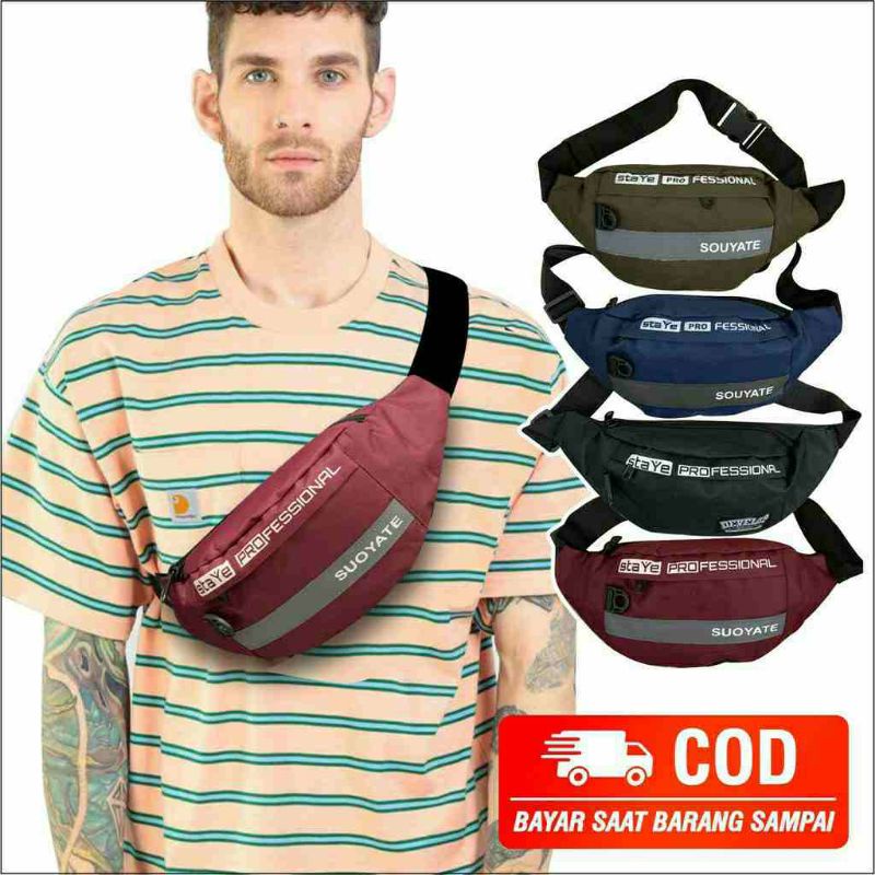 TAS PRIA SELEMPANG / WAISTBAG PRIA SOUYATE AQA0096 SABLON