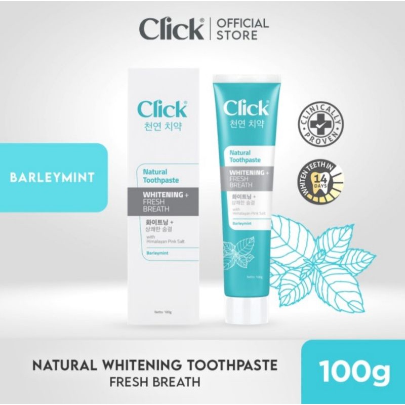 CLICK TOOTHPASTE NATURAL WHITENING FRESH BREATH BARLEY MINT