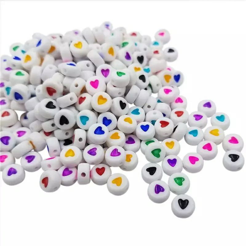 [ 120pcs ] Mote Love Bulat Manik Akrilik Love Warna Warni Bahan Membuat Aksesoris