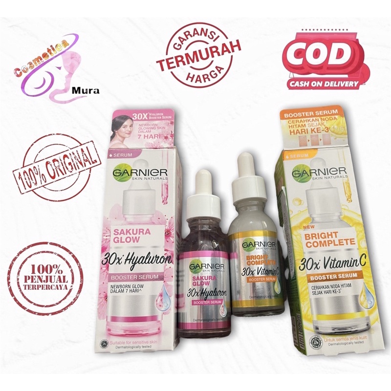 [ 30 ml ] garnier booster serum vitamin C // garnier vitamin c booster serum 30 x || garnier sakura white dark spot serum || garnier sakura white hyaluron serum booster 30 ml