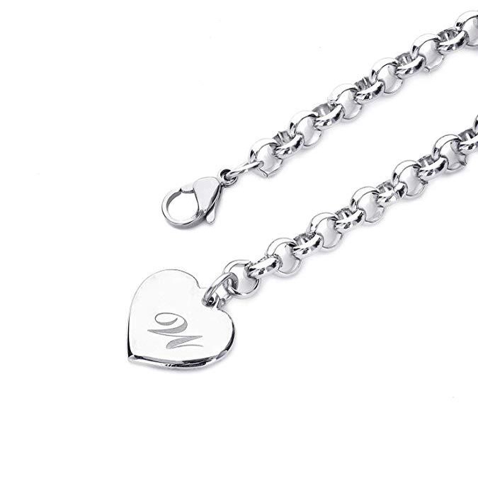 Gelang Desain 26 Huruf Love Bahan Stainless Steel Warna Silver Untuk Wanita