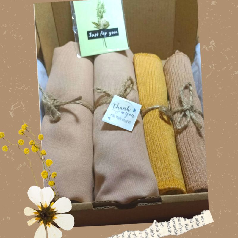 

paket hijab/hadiah nikah/gift box bellas quare/hadiah idul fitri