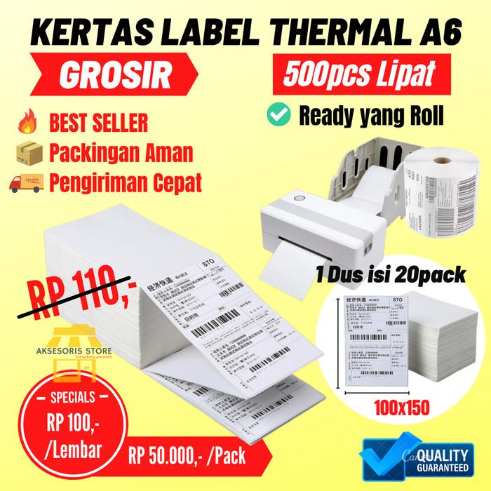 

Termal | Kertas Thermal Label Sticker 100X150 500Pcs Barcode Ukuran A6