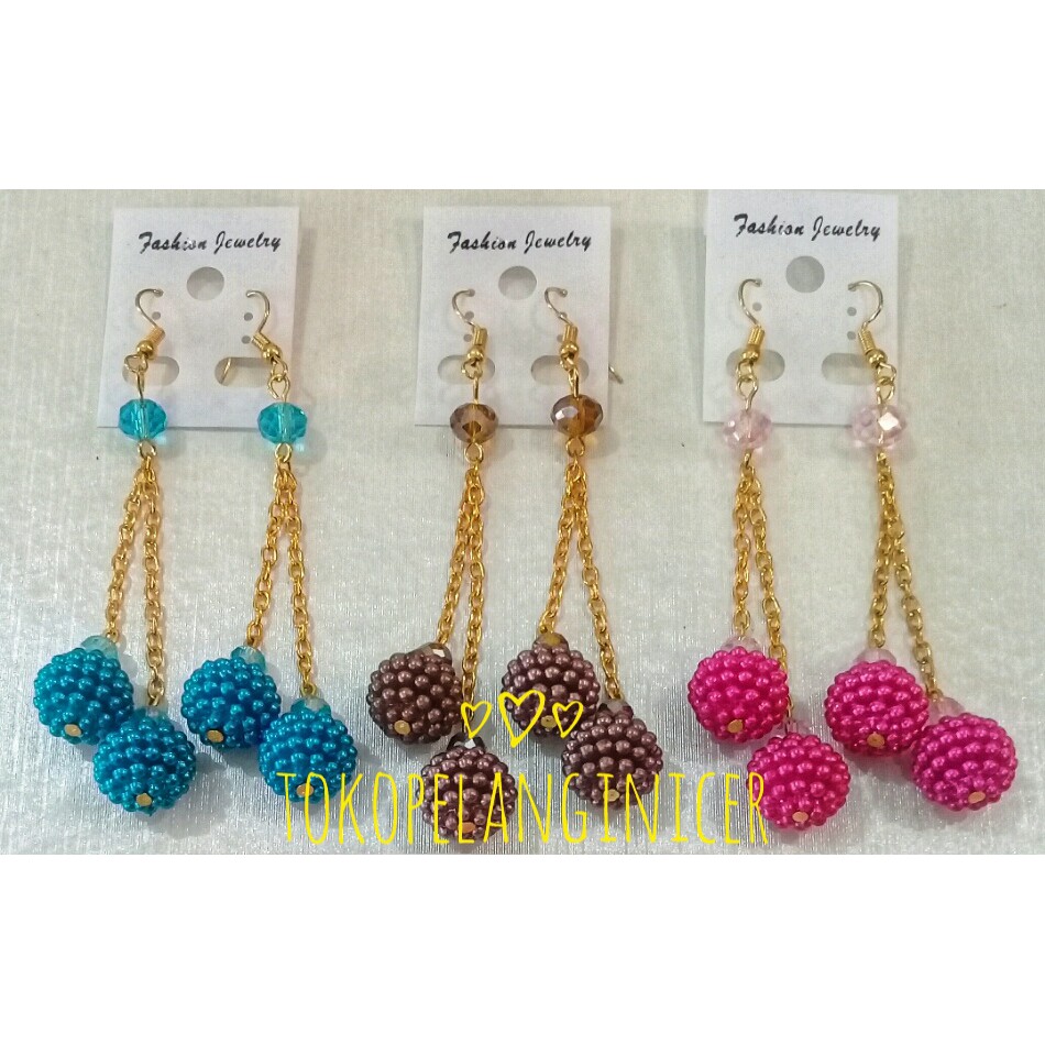 SEPASANG Terbaru Anting Korea /anting Fashion BijiBerry/Anting Jilbab kekinian by TokoPelangiNicer