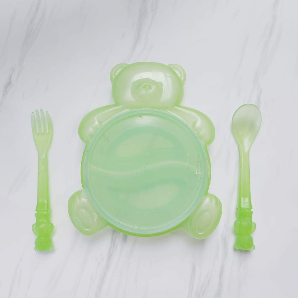 IQ Baby Bear Shape Bowl Spoon &amp; Fork Mangkok,sendok dan garpu - IQ-794