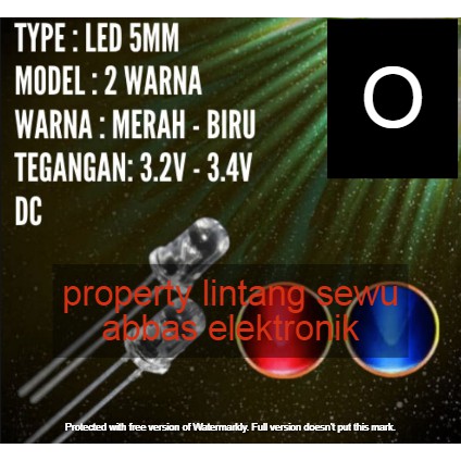 10PCS LED 2 WARNA MERAH BIRU KEDIP