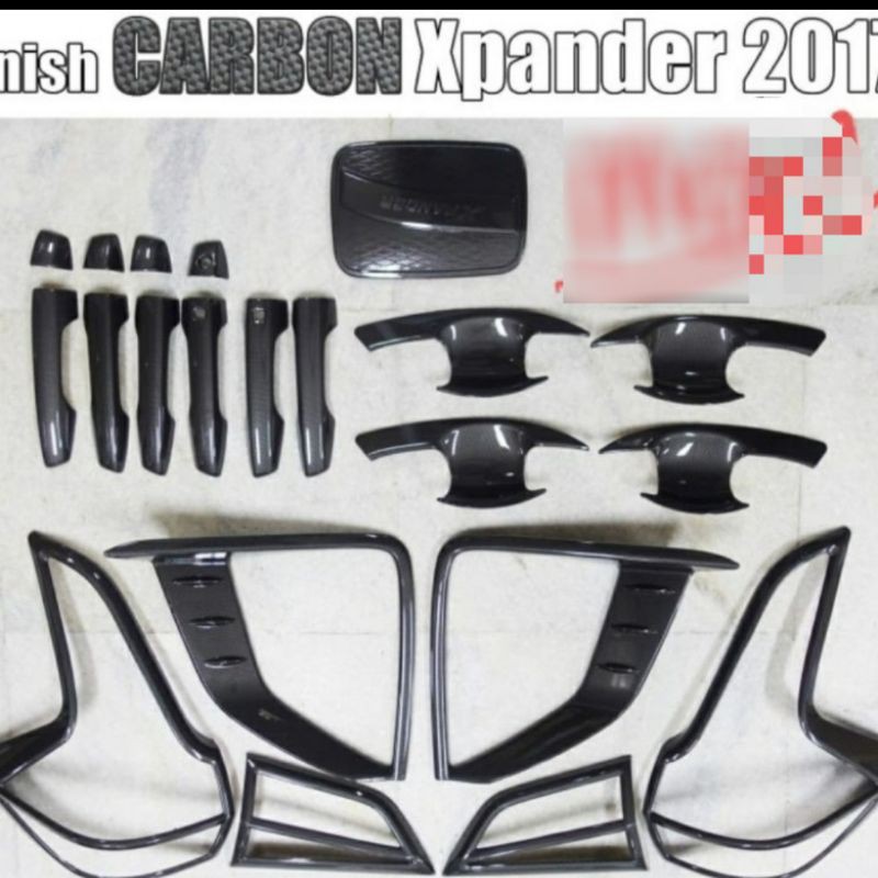 paket Aksesoris garnish,handle,outer,tank cover xpander model carbon Glossy